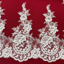 1 Yard Corded Lace Trimming Embroidered on 100% Polyester Net Mesh 15″ Wide