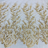 1 Yard Luxury Beaded Lace Fabric Embroidered on Polyester Net Mesh Width 51 Inches