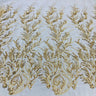 1 Yard Luxury Beaded Lace Fabric Embroidered on Polyester Net Mesh Width 51 Inches