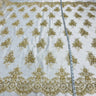 1 Yard Beaded Corded Lace Fabric Embroidered on Premium Polyester Mesh 56