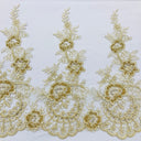 1 Yard Beaded & Corded Lace Trimming 100% Polyester Net Mesh 15" Wide