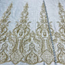 1 Yard Luxury Beaded Lace Fabric Embroidered on Polyester Net Mesh Width 50 Inches