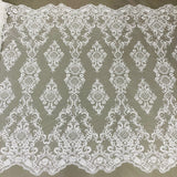 1 Yard Luxurious Beaded Lace Fabric Embroidered on Premium Polyester Mesh 53
