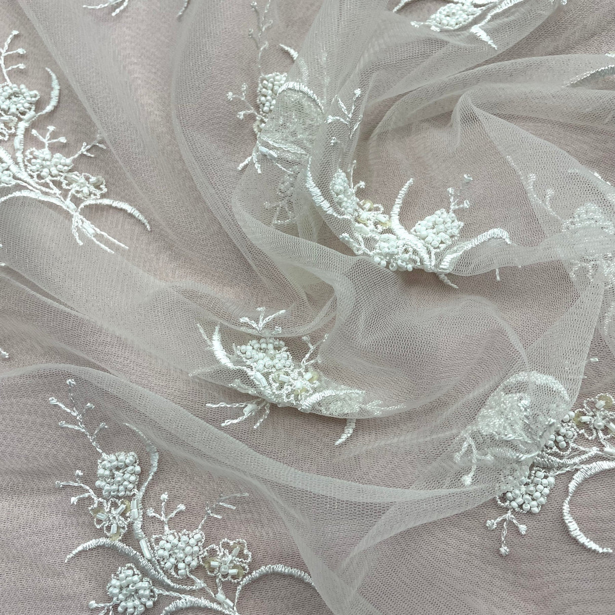 1 Yard Antique Gold Beaded Lace Fabric Embroidered on Polyester Net Mesh 52 Inch Width