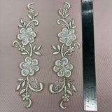 1 Pair Beaded & Corded Lace Applique 10" x 2" Each Side