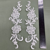 1 Pair Beaded & Corded Lace Applique 10" x 2" Each Side