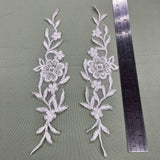 1 Pair Beaded & Corded Lace Applique Embroidered on 100% Polyester Organza