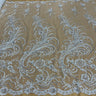 1 Yard Elegant Beaded Corded Bridal Lace Fabric Embroidered on Premium Mesh 52