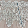 1 Yard Corded Bridal Lace Fabric Embroidered on Polyester Net Mesh