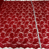 1 Yard Luxurious Corded Bridal Lace Fabric Embroidered on Polyester Net Mesh 49" Width