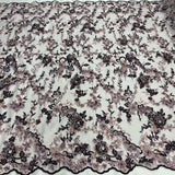1 Yard Beaded Rhinestone 3D Floral Lace Fabric for Bridal Dresses Dance Costumes 50" Width