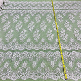 1 Yard Luxurious Beaded Corded Bridal Lace Fabric Embroidered on Premium Mesh 51
