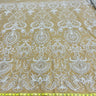 1 Yard Antique Silver Beaded Lace Fabric Embroidered on Polyester Net Mesh Pearls Detail 51 Inch Width