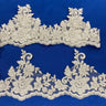 1 Yard 6" Wide Beaded & Corded Floral Lace Trimming Embroidered on 100% Polyester Net Mesh