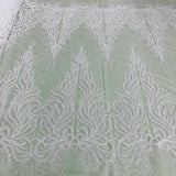 1 Yard Silver Beaded, Corded & Sequined Bridal Lace Fabric Embroidered on 100% Polyester Net Mesh 54 Inch Width