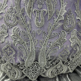 1 Yard Gold Beaded Lace Fabric Embroidered on Polyester Mesh, 50" Wide Decorative Fabrication