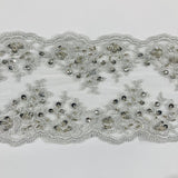 1 Yard Beaded Double Sided Lace Trimming Embroidered on 100% Polyester Net Mesh 5? Wide