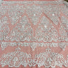 1 Yard Luxurious Gold Corded Bridal Lace Fabric Embroidered on Net Mesh 53 inch Width
