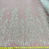 1 Yard Beaded Lace Fabric Embroidered on Polyester Net Mesh 54" Wide, Elegant Bridal & Dressmaking Fabric