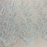 1 Yard Gold Beaded Lace Fabric Embroidered on Polyester Mesh, 51" Wide, Elegant Bridal & Formalwear Fabrication