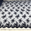 1 yarda de tela de encaje para novias con cordón y cuentas bordadas, malla color champán, ancho 54"