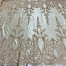 1 Yard Beaded Corded Bridal Lace Fabric Embroidered on Polyester Net Mesh Width 54 Inches