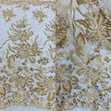 Beaded Lace Fabric Embroidered on Polyester Net Mesh 50" Wide Bridal & Evening Fabric, Lace USA