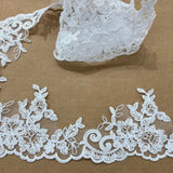 1 Yard Elegant Corded Lace Trimming Embroidered Polyester Net Mesh for Gowns 4.5 Inch Width