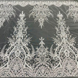 1 Yard Gold Beaded Lace Fabric Embroidered on 100 Percent Polyester Net Mesh 52 Inch Width