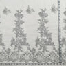 1 Yard 52 Inch Silver Beaded and Corded Bridal Lace Fabric Embroidered on Polyester Net Mesh