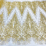 1 Yard Beaded, Corded & Sequined Bridal Lace Fabric on Polyester Net Mesh 54" Wide Couture Fabric
