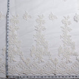1 Yard 52 Inch Silver Beaded and Corded Bridal Lace Fabric Embroidered on Polyester Net Mesh