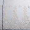 1 Yard 52 Inch Silver Beaded and Corded Bridal Lace Fabric Embroidered on Polyester Net Mesh