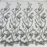 1 Yard Blush Beaded 3D Floral Lace Fabric Embroidered on Polyester Net Mesh 48 inch Width
