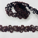 1 Yard Exquisite Beaded & Corded Lace Trimming Embroidered on 100% Polyester Organza for Bridal and Evening Dresses 1.5 Inch Width