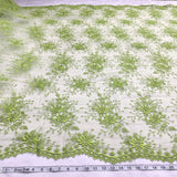1 Yard Ivory Floral Lace Fabric Embroidered Polyester Net Mesh 52 Inch Width