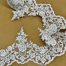 1 Yard Beaded & Corded Floral Lace Trimming Embroidered on 100% Polyester Net Mesh 6" Wide