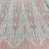 1 Yard Gold Beaded and Corded Bridal Lace Fabric Embroidered on 100 Percent Polyester Net Mesh 58 Inch Width