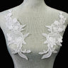 1 Pair Corded Floral Applique for Bridal, Christening & Flower Girl Dresses 11" x 3" Each Side