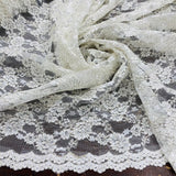 1 Yard Corded Bridal Lace Fabric Embroidered on Net Mesh 54" Width