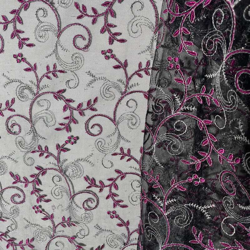 1 Yard Light Sage Embroidered Lace Fabric on Polyester Net Mesh 52 Inch Width