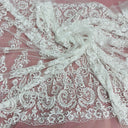 1 Yard Luxurious Beaded Lace Fabric Embroidered on Polyester Net Mesh 52" Wide, Elegant Formalwear Material