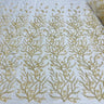 1 Yard Beaded Lace Fabric with Fuzzy Thread Embroidery on Polyester Net Mesh, 54" Wide Bridal & Evening Fabric