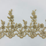 1 Yard Beaded & Corded Embroidered Lace Trim 5.5" Wide 100% Polyester Mesh Net for Bridal & Special Occasion