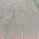 1 Yard Gold Beaded and Corded Bridal Lace Fabric Embroidered on 100 Percent Polyester Net Mesh 56 Inch Width