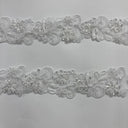 1 Yard Elegant Beaded & Corded Lace Trimming Embroidered on 100% Polyester Organza for Special Occasion Dresses 2 Inch Width