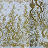 1 Yard Beaded Corded Bridal Lace Fabric, Embroidered Polyester Net Mesh, 51" Width, White