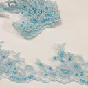 1 yarda de encaje con cuentas y cordones bordado en organza 100% poliéster de 4.5″ de ancho  