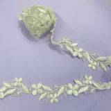 1 Yard Delicate Beaded Corded Lace Trimming Embroidered Polyester Organza for Dresses 1 Inch Width