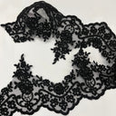 1 Yard Beaded & Corded Floral Lace Trimming Embroidered on 100% Polyester Net Mesh 6" Wide